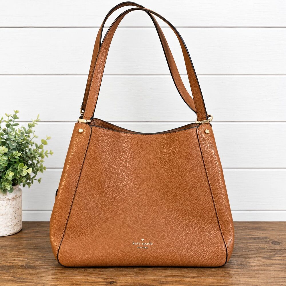 Kate Spade Women's Leila Med Triple Compartment Shoulder Bag  Warm Ginger Brown